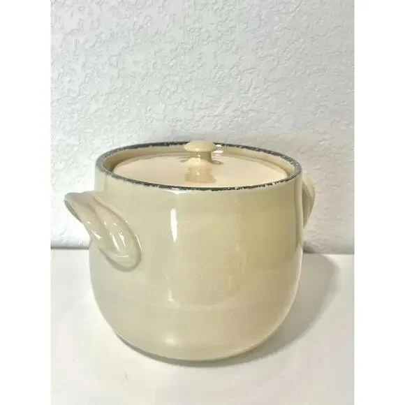 Home & Garden Party Lg Stoneware Ceramic Pot with Handles Lid and Floral Design - Picture 12 of 16